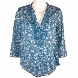 LC Lauren Conrad Blue Floral Top, Size XS
